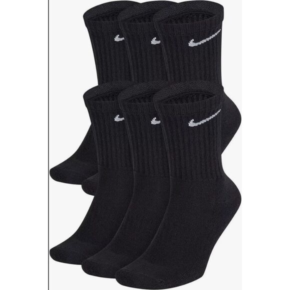 Nike Performance Cushioned Crew Training Socks 6 Pack Medium Black New - Picture 1 of 1
